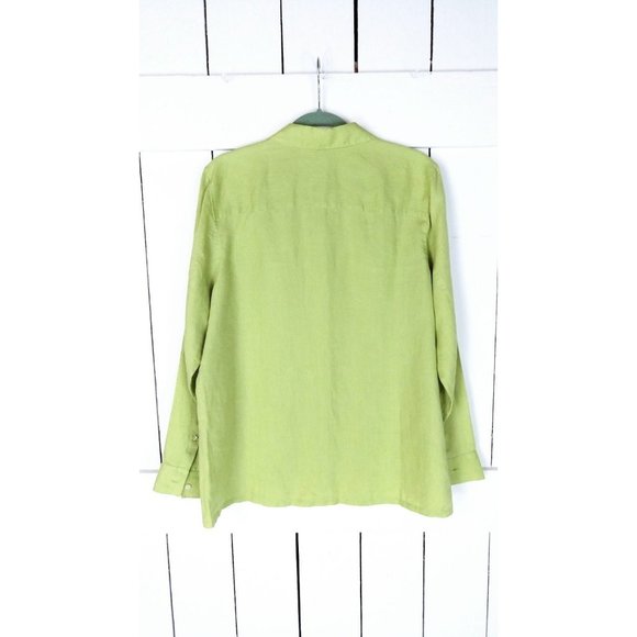 Vintage 90s Tommy Bahama linen tunic button down shirt/cotton linen top/light gr - Picture 5 of 5